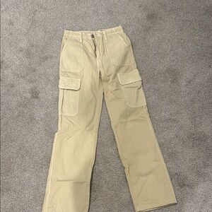 Zara Tan Cargo Pants with Patch Pockets